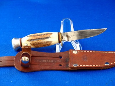 Eye Brand Fixed Blade Kid's Knife & Sheath, Stag.JPG