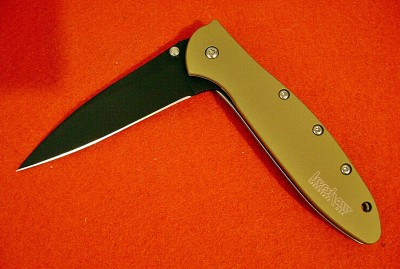 Kershaw Leek - 1660DSBLK Desert Sand - Half Open.JPG