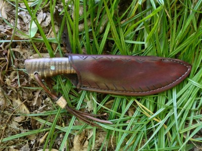 Lon Humphry drop point brute de forge in sheath - 1.jpg