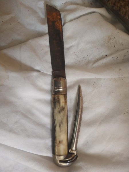 The handle has some very tiny dots on it, so I'm assuming it's celluloid and not antler.