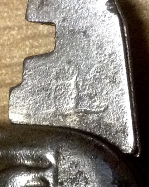 The Glass Cutter Front Stamp. Very Faint, In The Center.<br />A &quot;Flaming Pineapple&quot;?