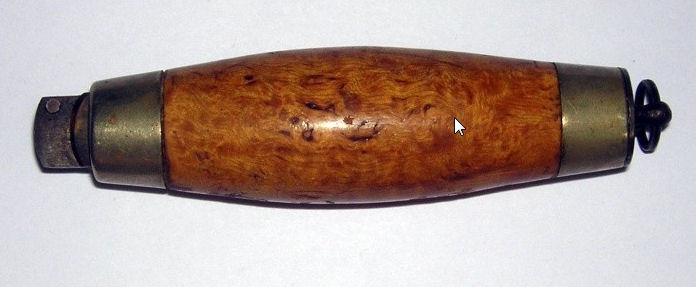 ANTIQUE HOLMBERG FOLDING BARREL KNIFE WOOD BURL SWEDEN -3.jpg