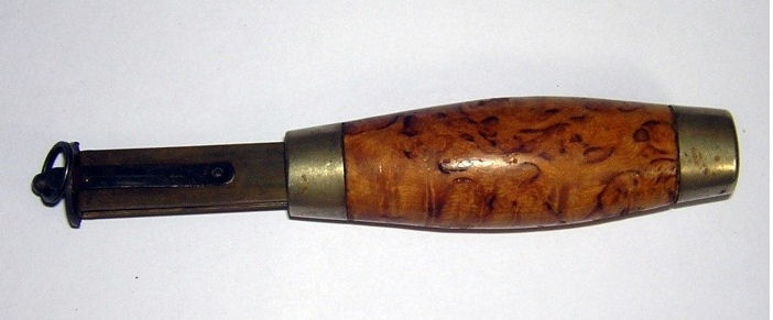 ANTIQUE HOLMBERG FOLDING BARREL KNIFE WOOD BURL SWEDEN -2.jpg