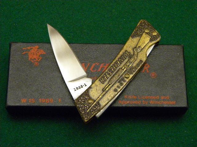 Winchester Trademark USA W 15 1988-1 Brass Lockback Knife - NIB 