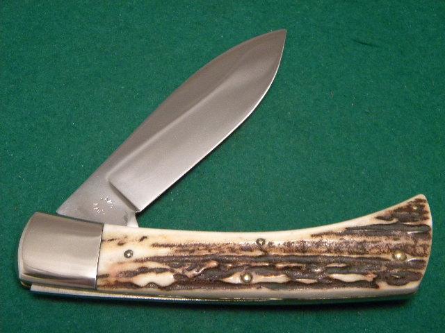Custom Stag Slip Joint Folding Knife by A.M. Mayhall - C. 1960's