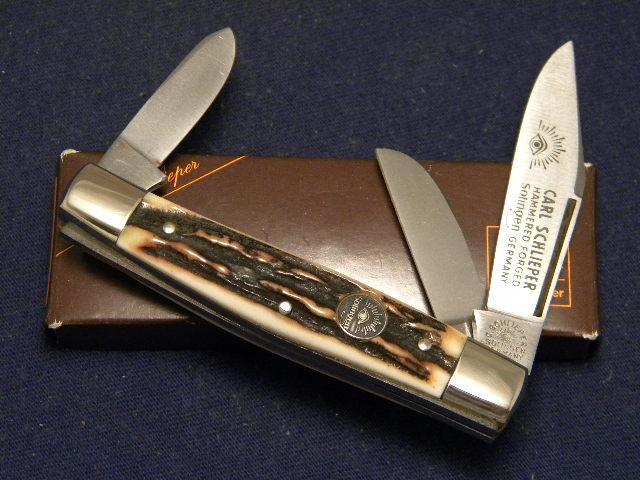 Carl Schlieper Solingen Germany 350 DS Stag German Eye Stockman Knife