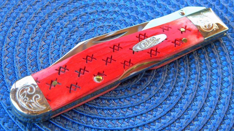 Case XX USA 2003 Red Bone 6111 1/2L SS Engraved Bolsters