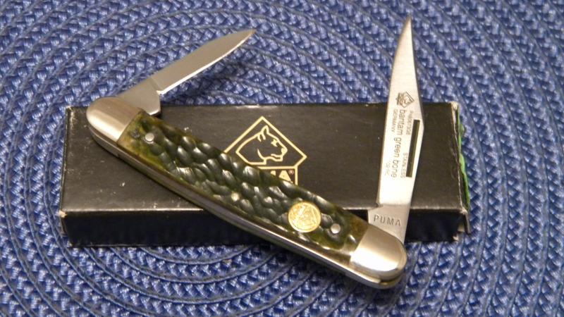 Puma Germany Stainless P480673GB Green Bone Bantam Stockman Knife