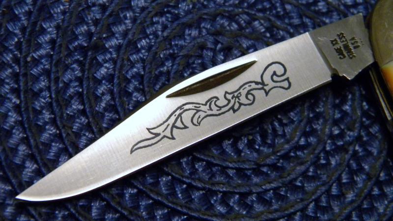 Case XX Stainless USA 3 Dot (1977) Stag 52087 SSP Blue Scroll