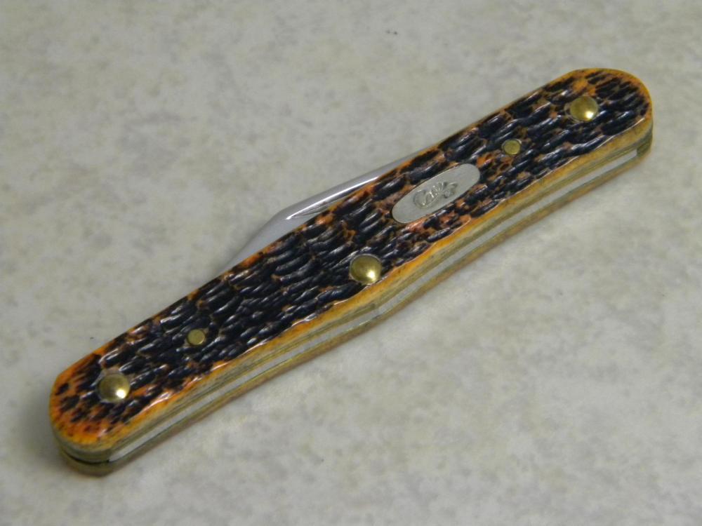 Case XX USA 2001 Burnt Autumn Rogers Bone 6208 SS Shadow Bolsters Half Whittler Knife in Box