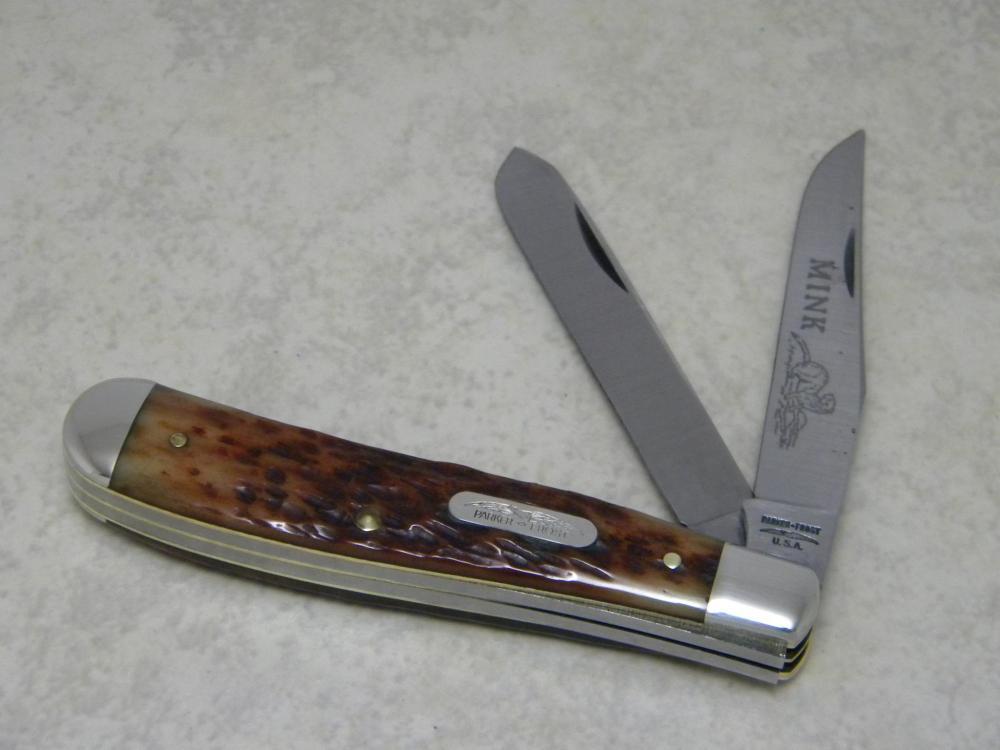 か*も様 オールドクェーカーライ4年80プルーフポケット瓶 Parker Frost USA 1978-4 Schrade Bone Mink Trapper Knife