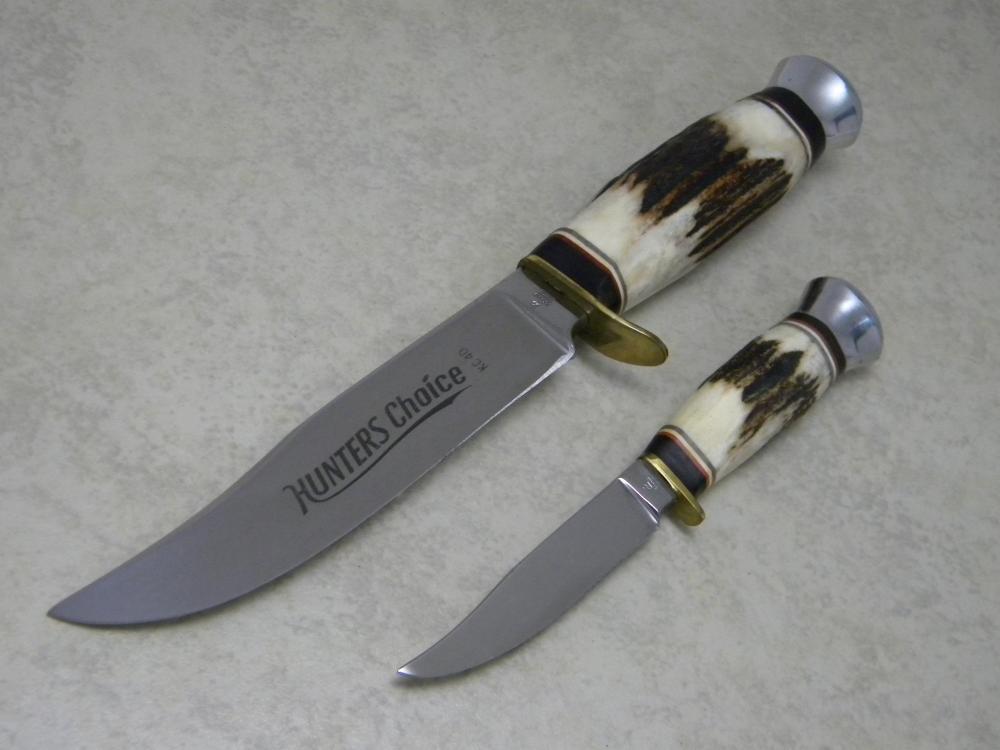 R. Klaas Solingen Germany Kissing Crane Stag KC40 Hunters Choice Fixed Blade Sheath Knife Twin Set