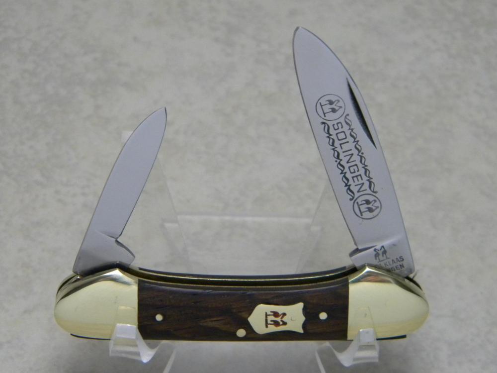 Robt Klaas Kissing Crane Solingen Germany Wood 2928 Mini Canoe Knife c.1980