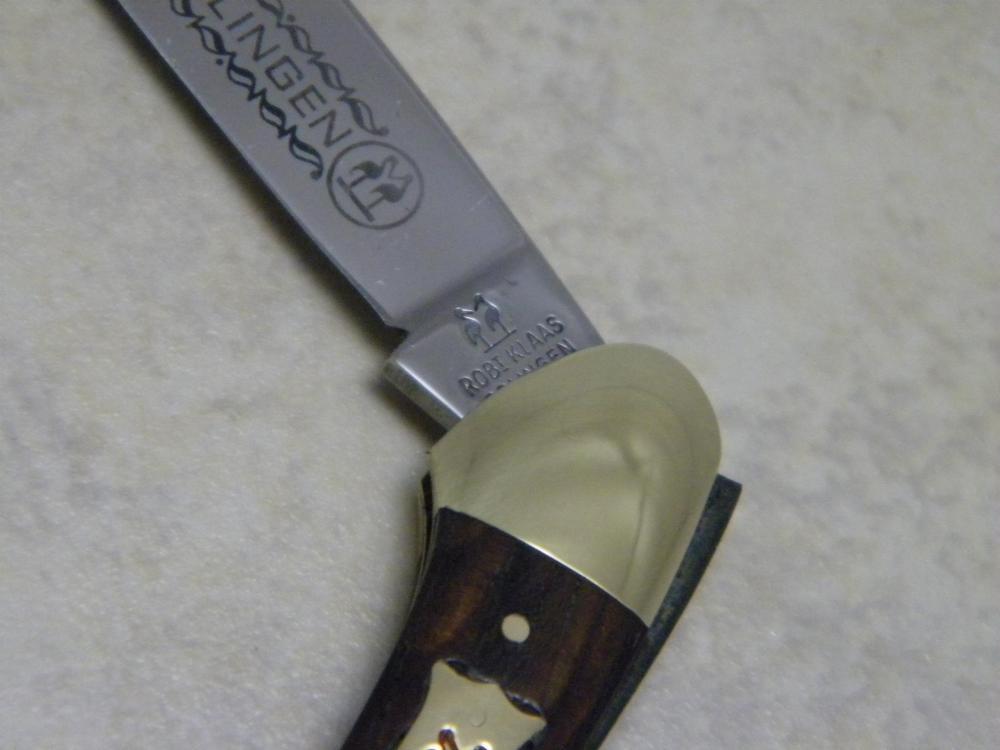 Robt Klaas Kissing Crane Solingen Germany Wood 2928 Mini Canoe Knife c.1980