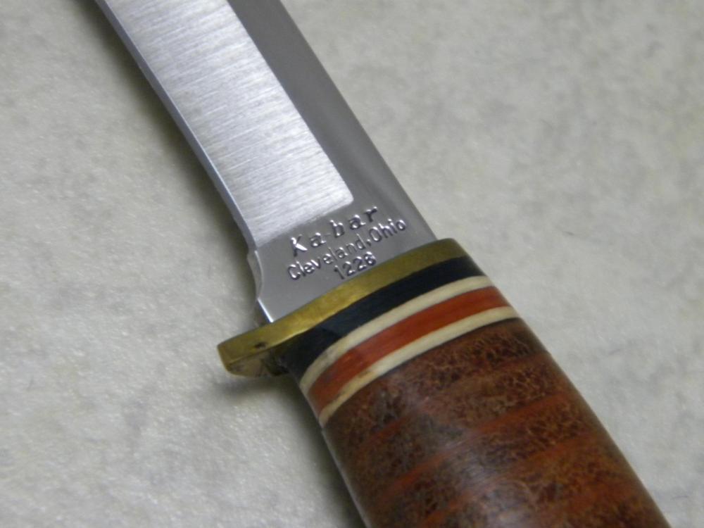 KaBar Cleveland Ohio 1226 Stainless Japan Stacked Leather Fixed Blade