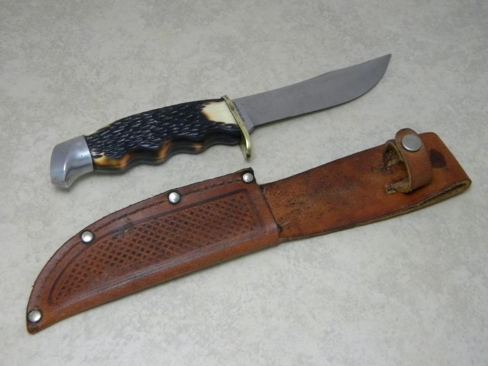 Schrade Walden NY USA 147 Staglon Hunting Fixed Blade Sheath Knife
