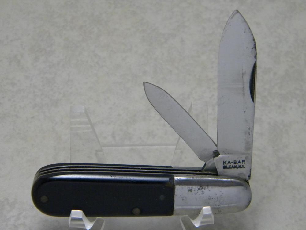 KaBar Olean NY Saw Cut Black 2 Blade Barlow Knife c.19231950