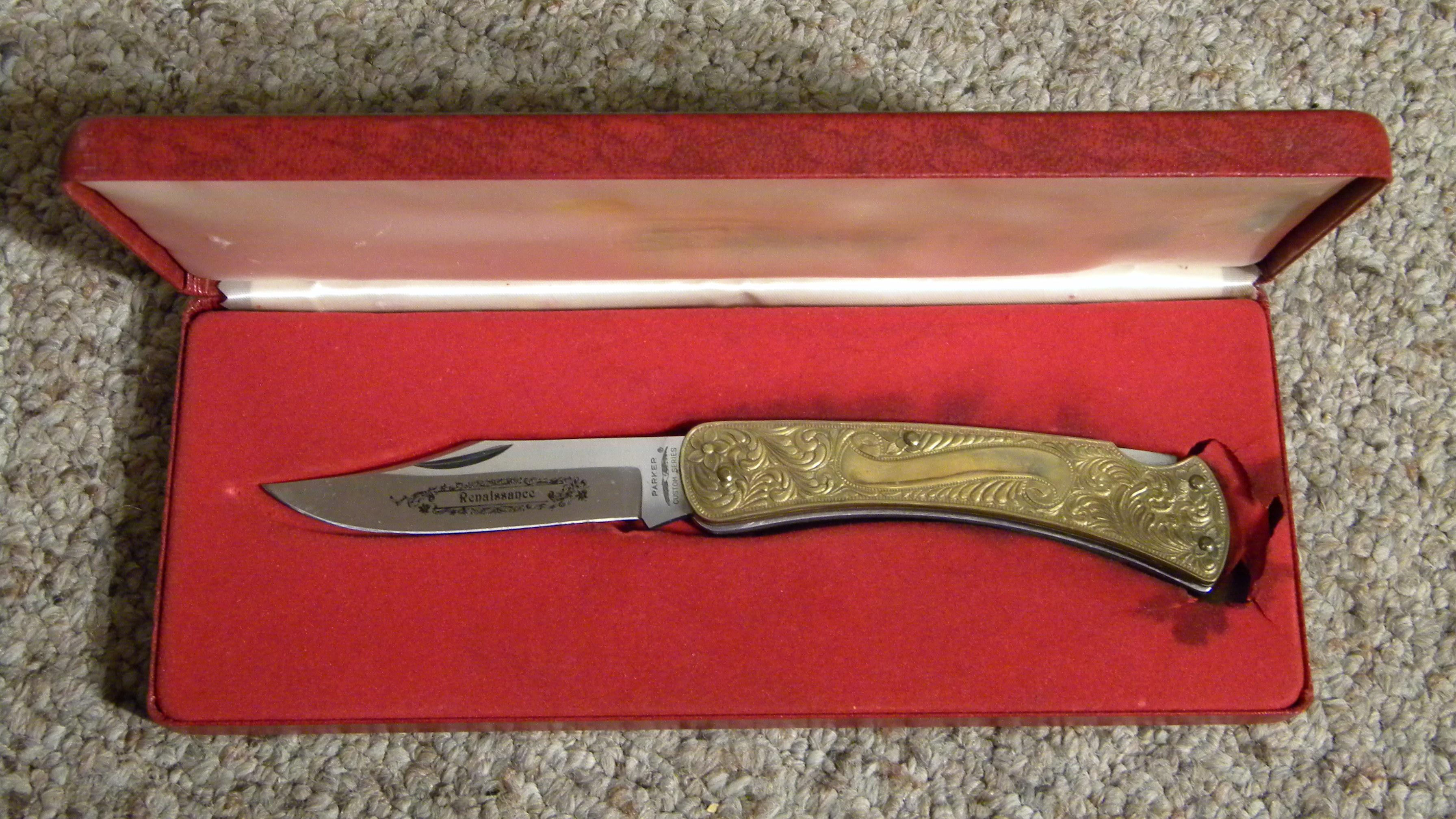 Parker Custom Series Japan Brass Renaissance Lockback Knife in Box