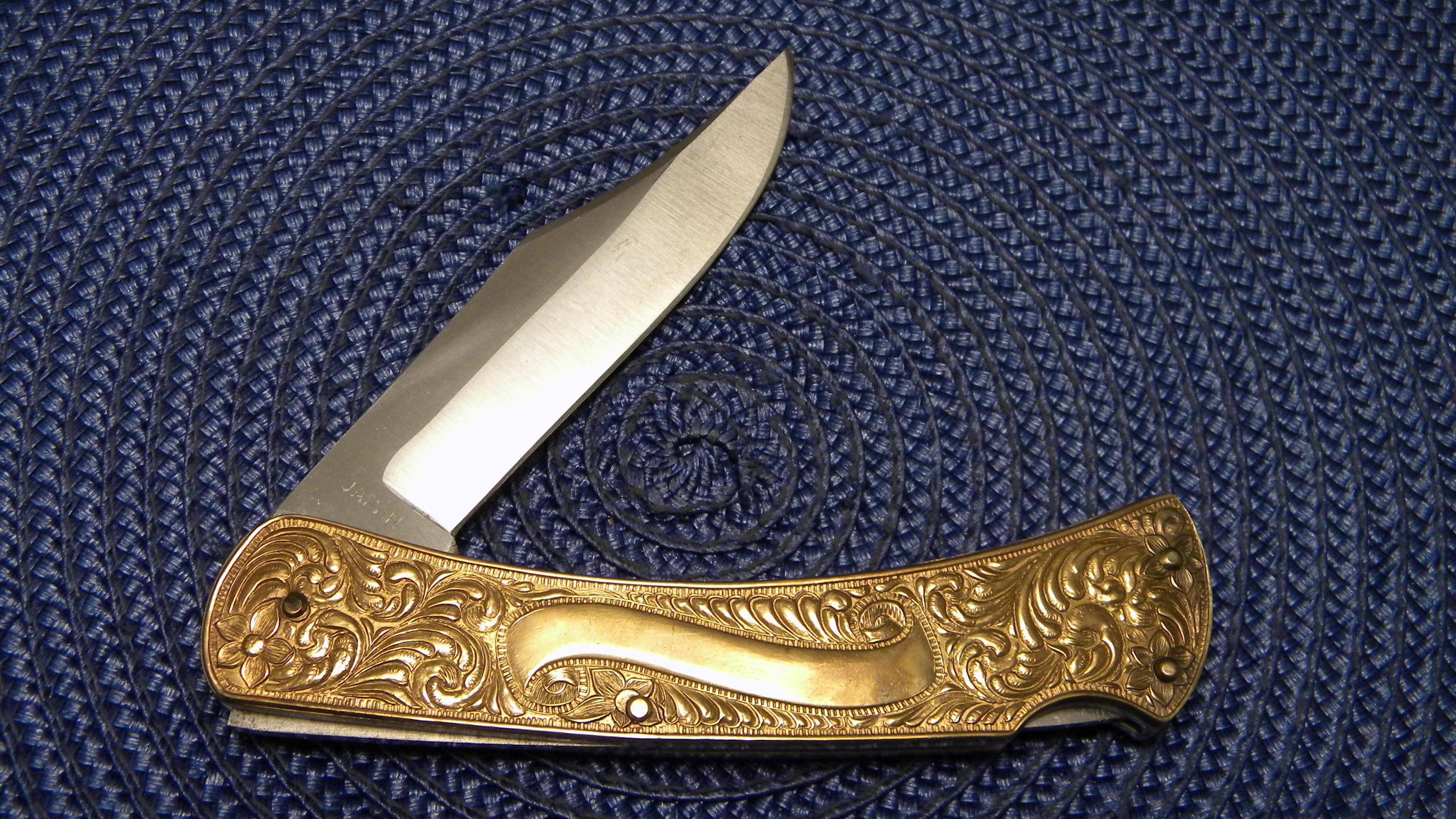 Parker Custom Series Japan Brass Renaissance Lockback Knife in Box