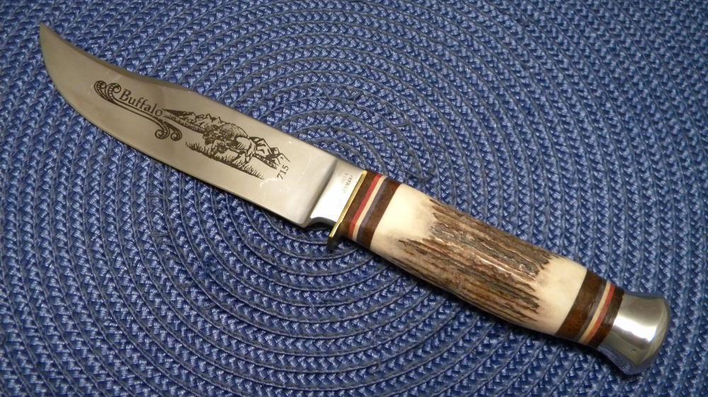 Kissing Crane Solingen Germany 715 Stag Buffalo Fixed Blade Sheath Knife