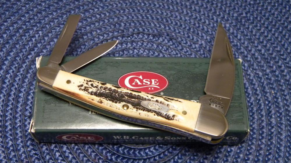 Case XX USA 2002 Bone Stag 6.5355WH SS Wharncliffe Seahorse