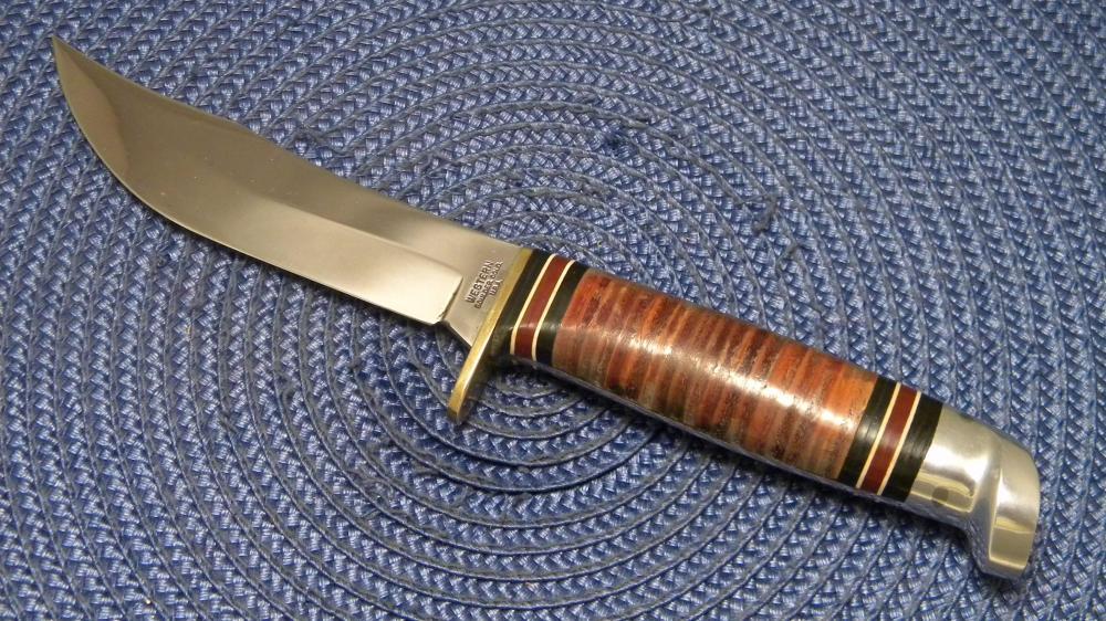 Western Boulder, Colo. USA L66 Stacked Leather Fixed Blade Sheath Knife