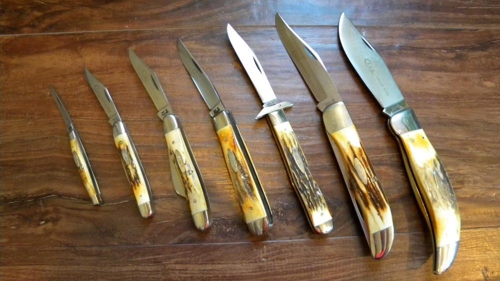 Case XX Stainless USA 4 Dot (1976) Stag Razor Edge 7 Knife Set