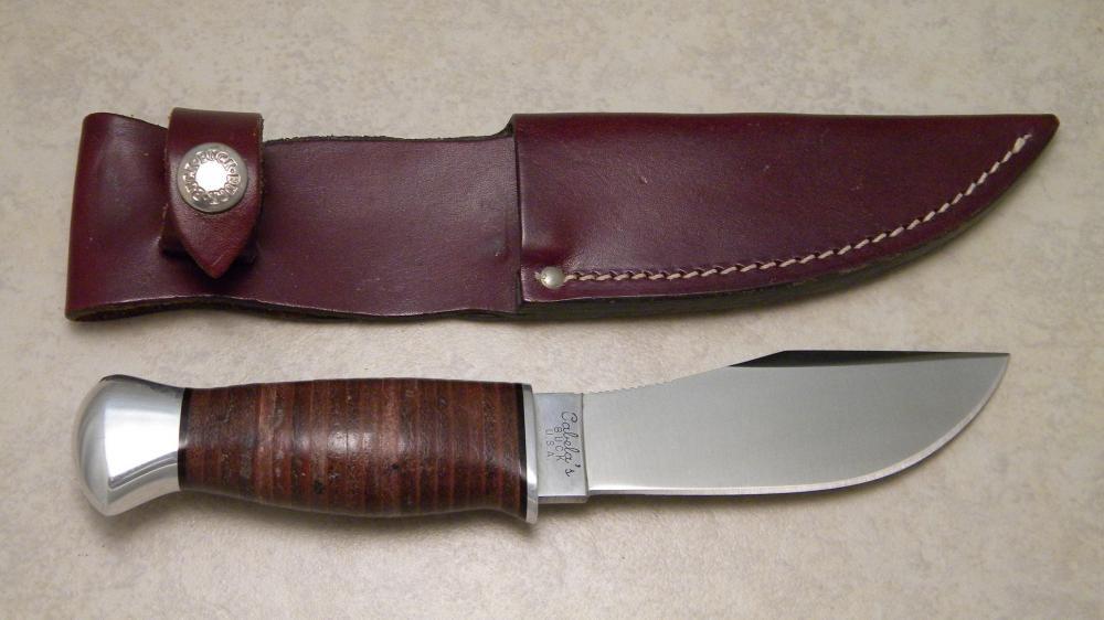 Cabela's Buck USA Stacked Leather Fixed Blade Sheath Knife
