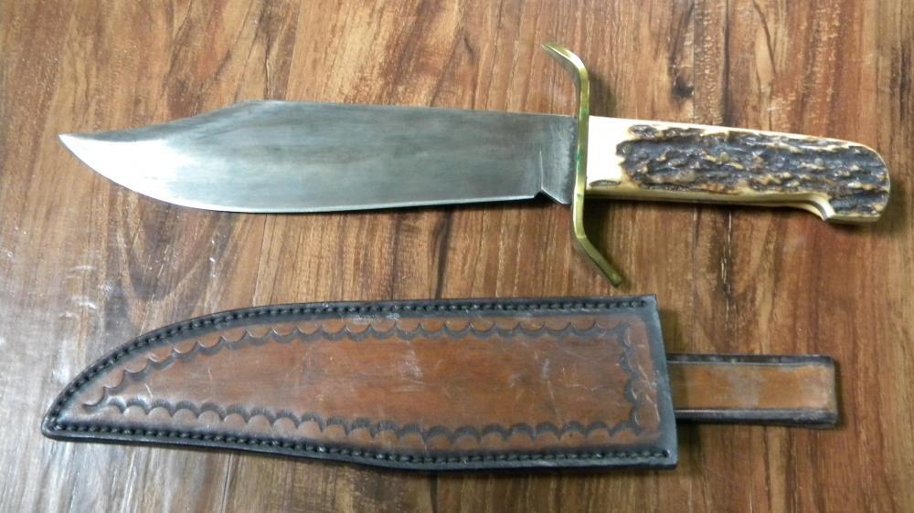 Western USA Stag W49 "C" Bowie Fixed Blade Sheath Knife c.1979