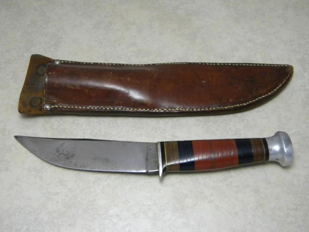 Ka-Bar Union Cutlery Co. Olean NY USA Stacked Leather Fixed Ka-Bar Union Cutlery Co. Olean NY USA Stacked Leather Fixed