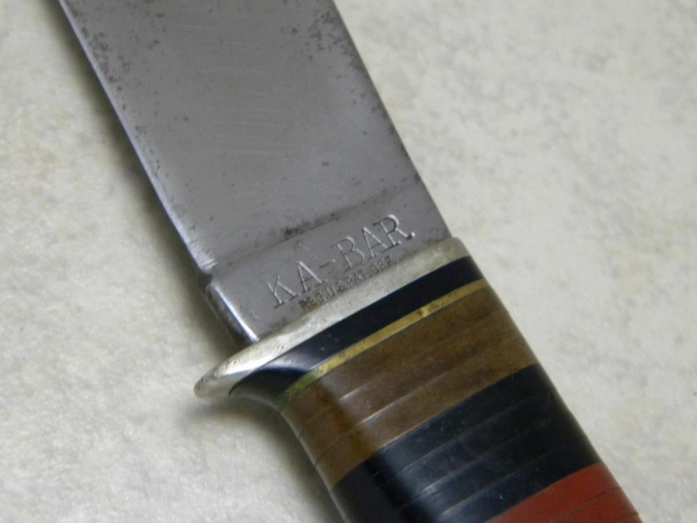 KaBar Union Cutlery Co. Olean NY USA Stacked Leather Fixed Blade