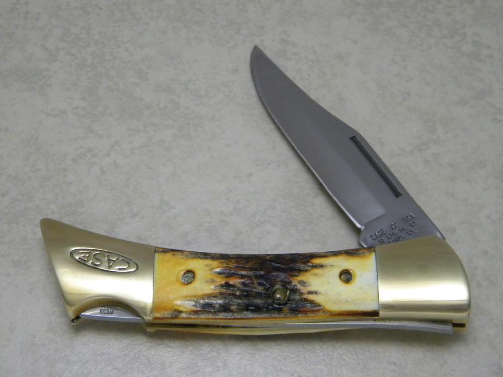 Case XX USA 1992 Stag 5197L SS Lockback Knife & Pouch