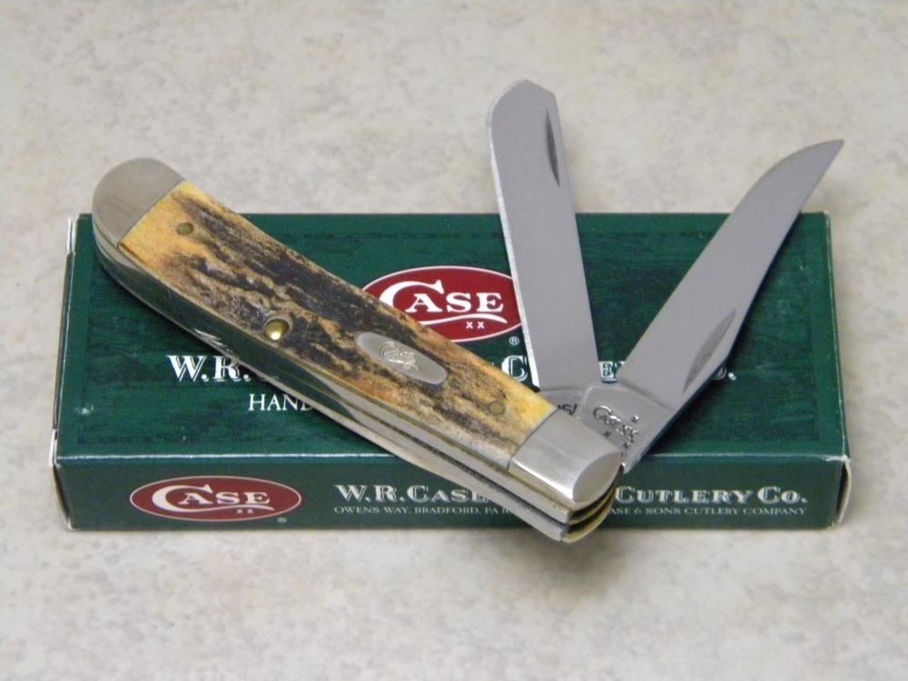 Case XX USA 2007 Genuine Stag 5207 SS Mini Trapper Knife in Box