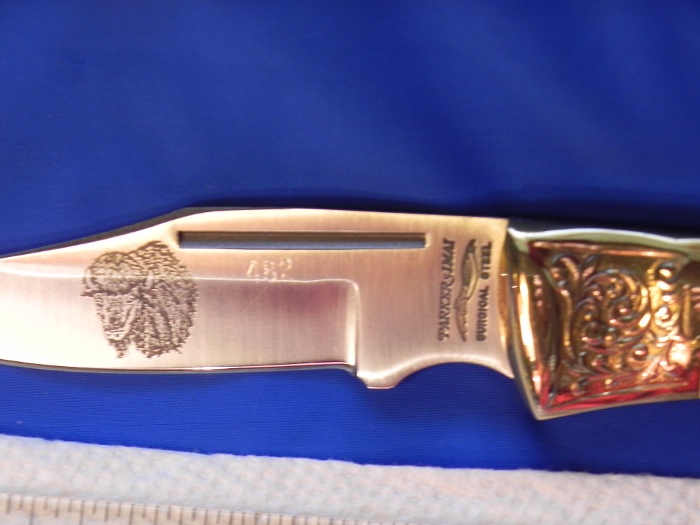 Vintage Parker IMAI K267 Lockback Hunting Knife w/ Bison/Buffalo Blade