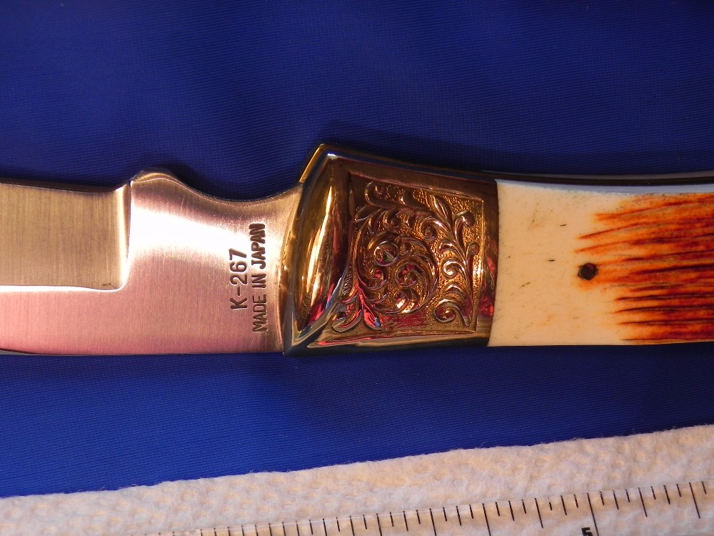 Vintage Parker IMAI K267 Lockback Hunting Knife w/ Bison/Buffalo Blade