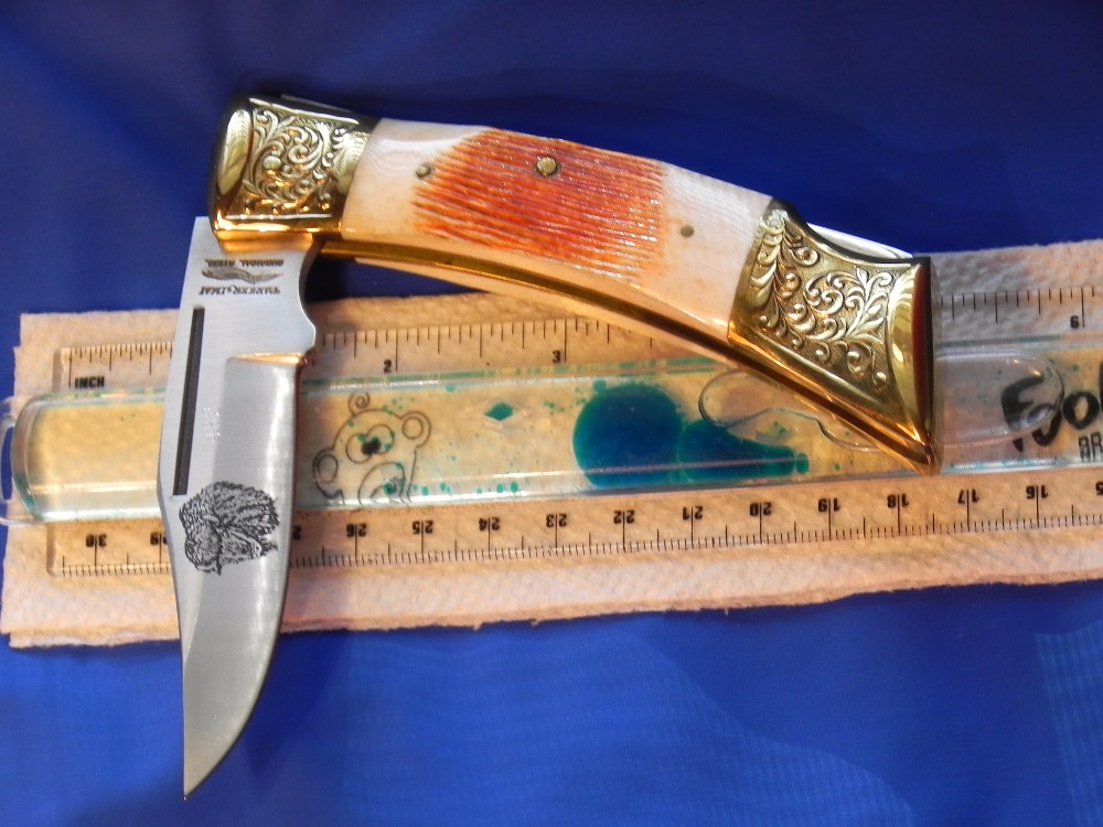 Vintage Parker IMAI K267 Lockback Hunting Knife w/ Bison/Buffalo Blade