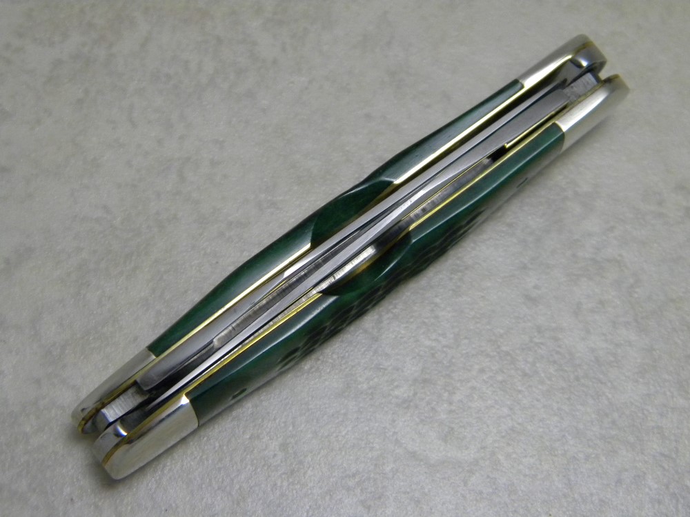 Case XX USA 9 Dot Serrated Blade Green Bone SS Muskrat Knife (Rare)