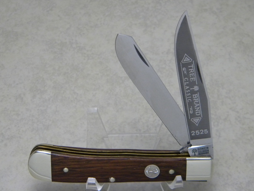 Boker Solingen Germany Tree Brand Classic Wood 2525 Trapper Knife  c.1978-1984