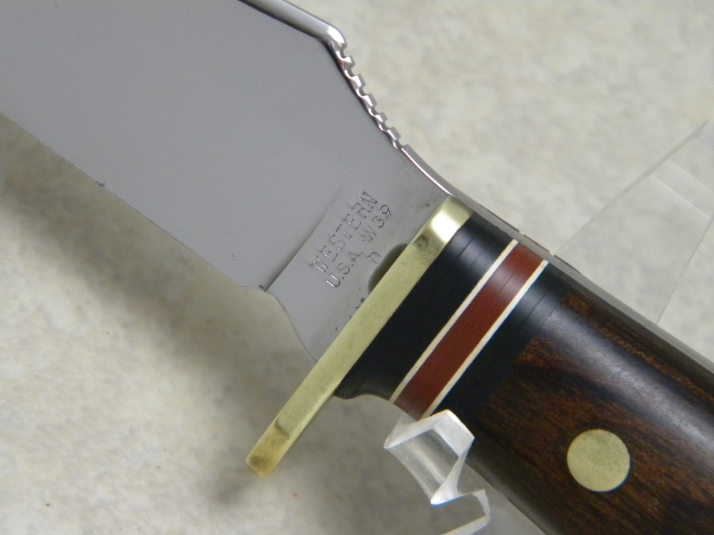 Western USA W39 D Wood Fixed Blade Hunting Sheath Knife c.1980