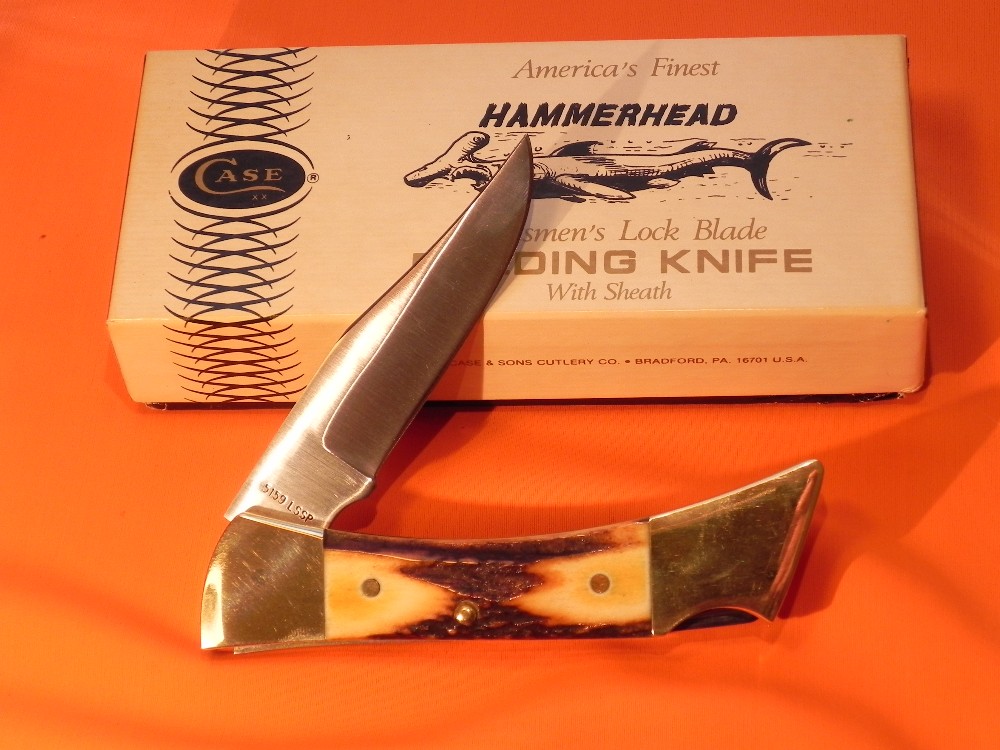 1980 Case xx Hammerhead Shark Folding Hunter Knife w Sheath