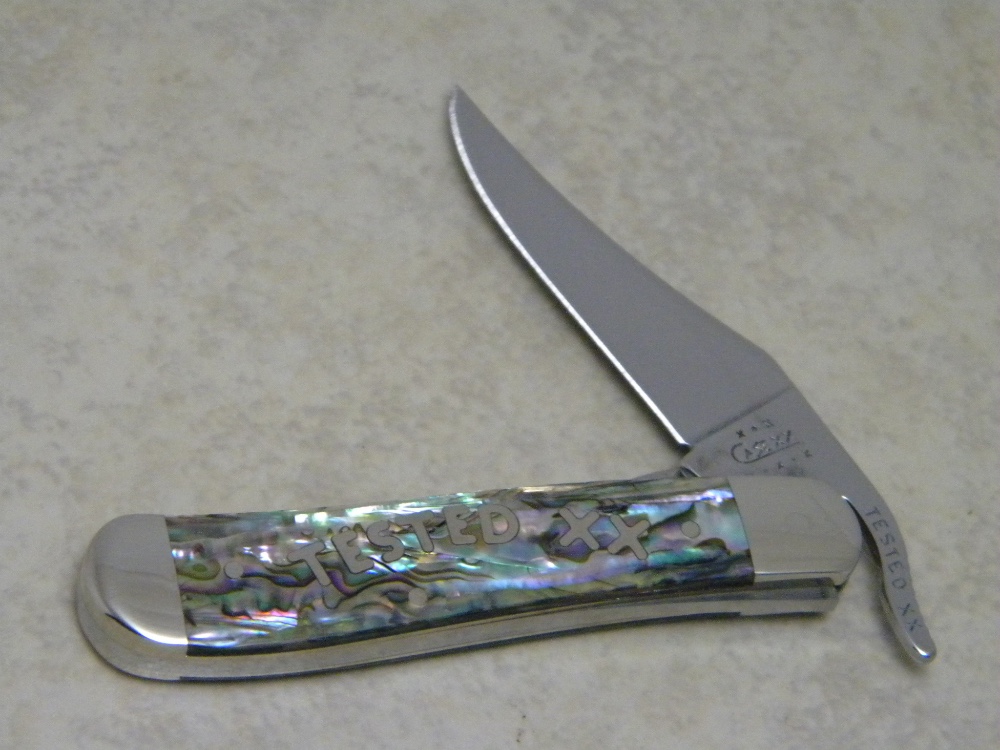 Case XX USA Genuine Abalone Pearl 81953L SS Script Shield Case XX USA Genuine Abalone Pearl 81953L SS Script Shield