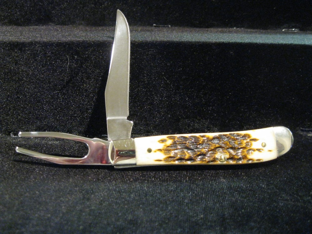 Case XX USA 2002 Bone 6207G SS Mini Amber Trapper Golf Knife