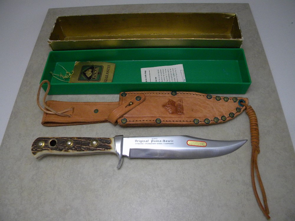 Puma Germany Stag 6396 Original Puma Bowie Sheath Knife c.1970 NIB