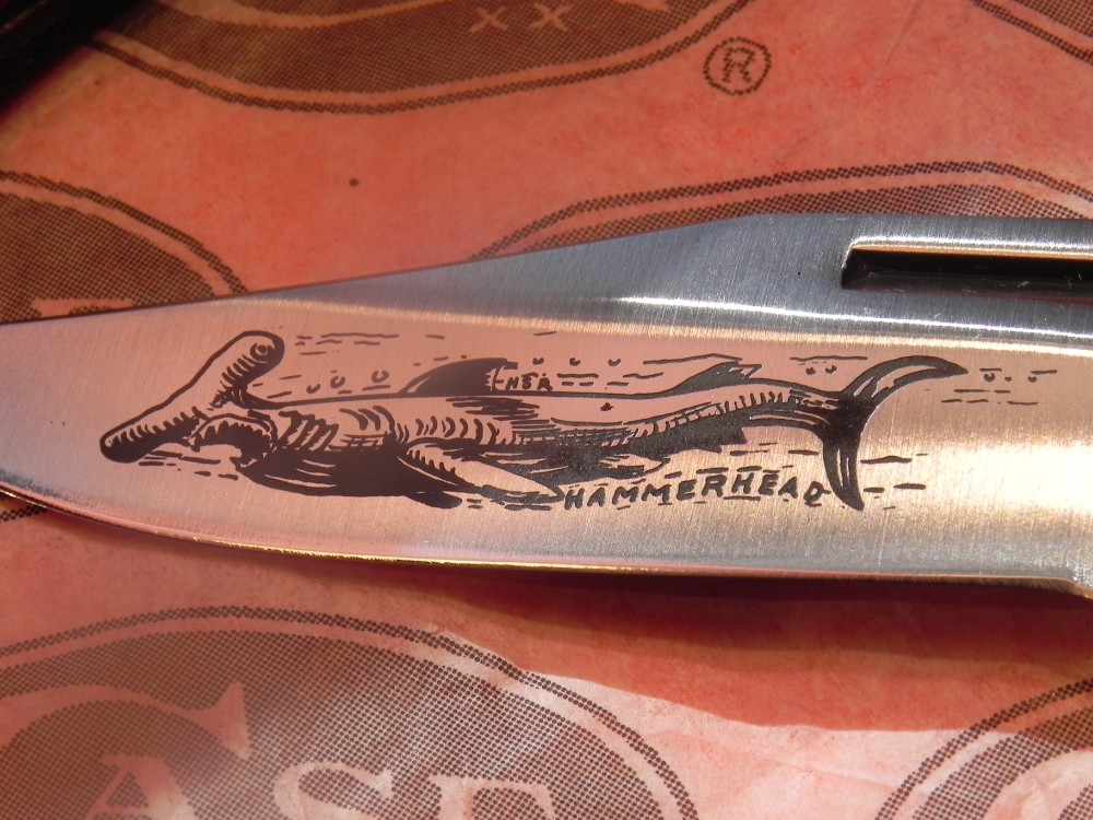 Vintage 1981 Case xx Hammerhead Shark Folding Hunter Knife w Sheath