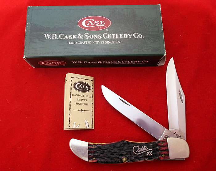 Case XX Cranberry Silver Script 2001 6265 SS Folding Hunter