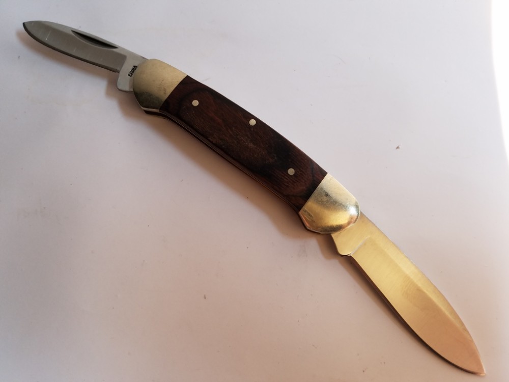 Buck 389 Canoe 2 Bladed Traditional Folding Pocket Knife Wood Handles