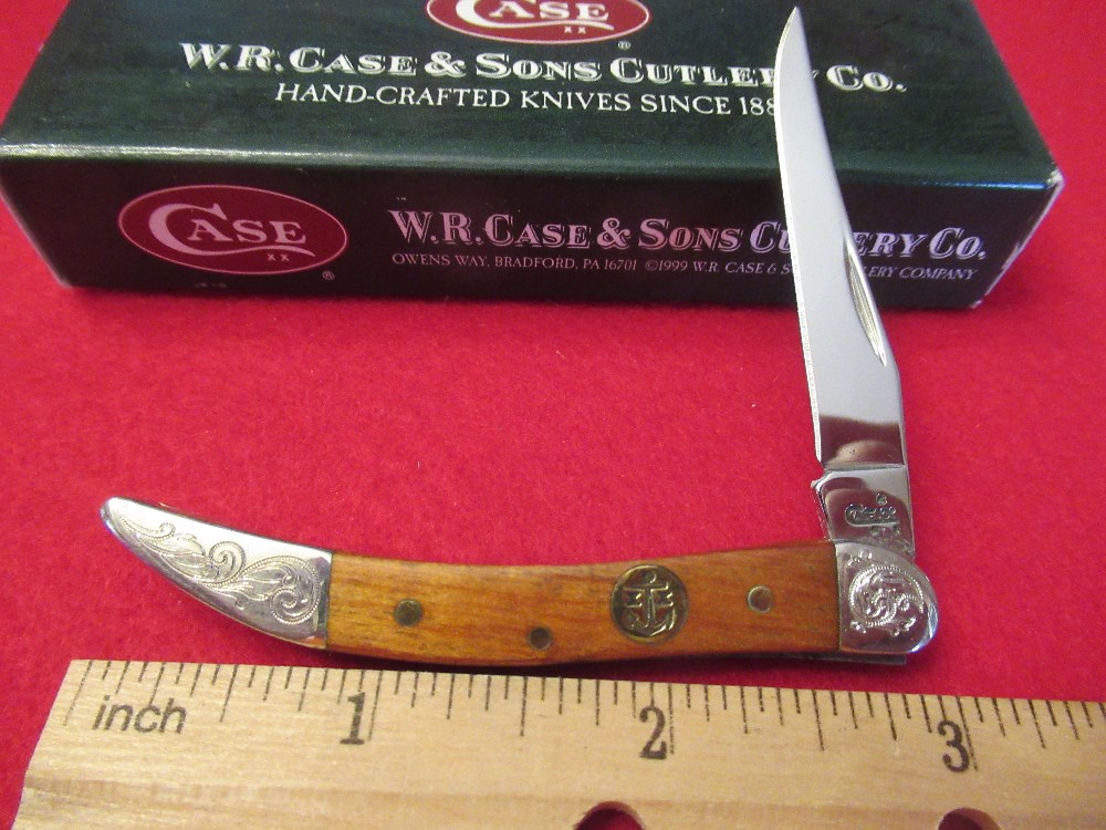 Case XX Tiny Texas Toothpick Teak wood Anchor Shield Pattern