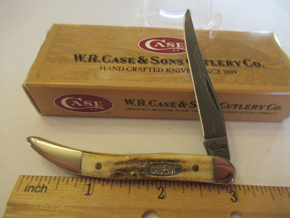 Case XX Stag Damascus Tiny Texas Toothpick Pattern 510096D