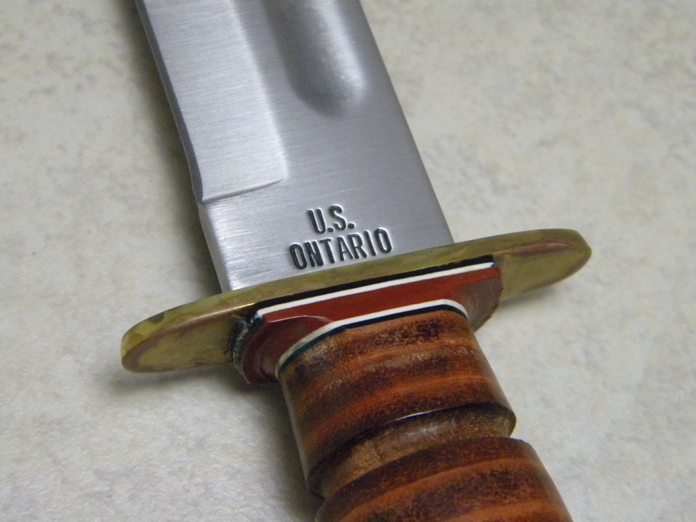 Ontario Knife Co. USA Stacked Leather P4 Combat USMC Fixed