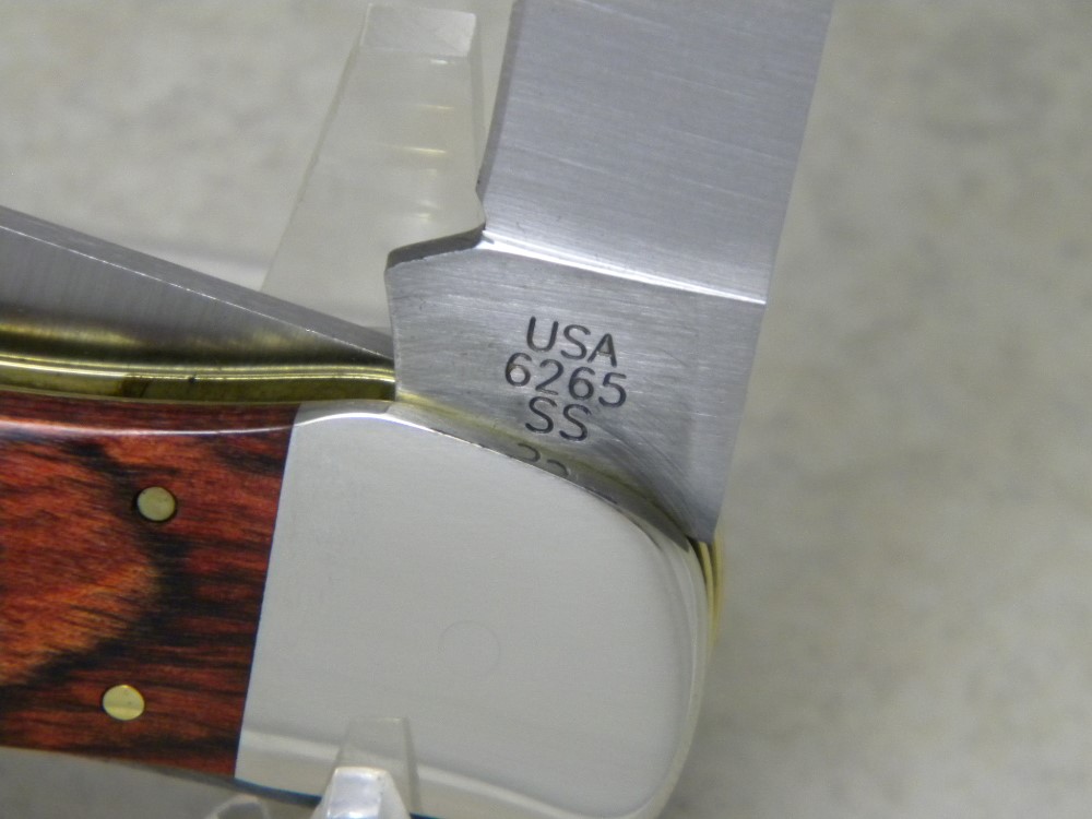 Case XX USA 3Dot Wood 6265 SS Folding Hunter Knife NIB w/Leather Pouch